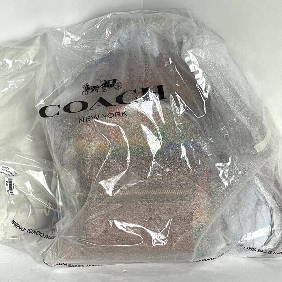 Coach Charter Backpack 18 Small Rainbow Signature Canvas Brown Leather Unisex - Picture 3 of 11